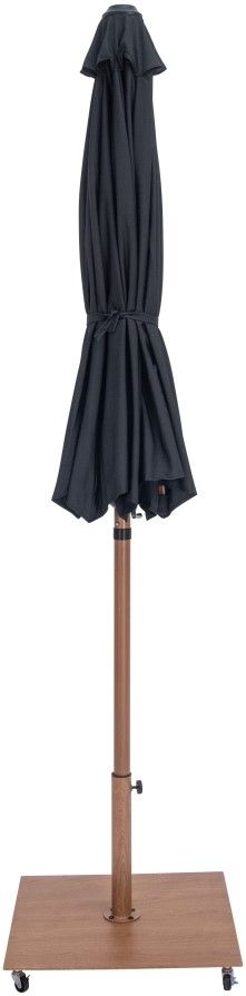 Meridian Furniture Fiji Black/Teak Aluminum Outdoor Patio Umbrella and Base-1