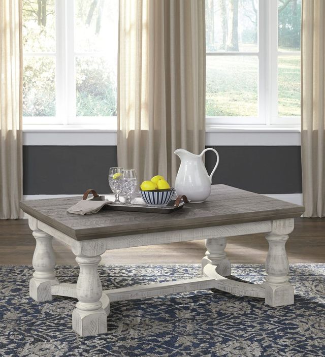 Signature Design by Ashley® Havalance Gray Coffee Table with Antique White Base-3