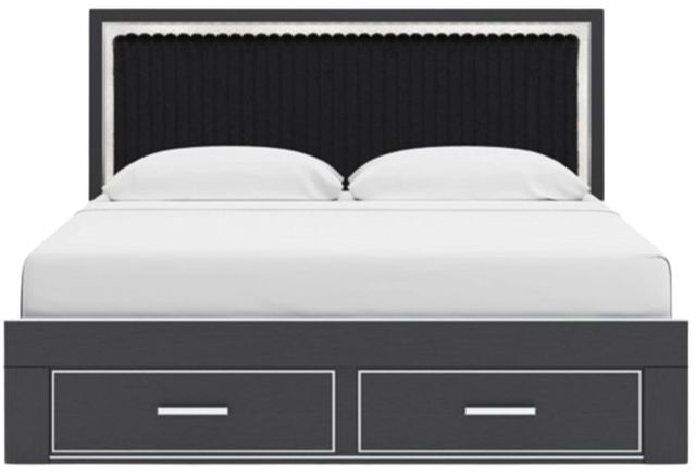 Signature Design by Ashley® Birmonton Black King Upholstered Storage Panel Bed-3