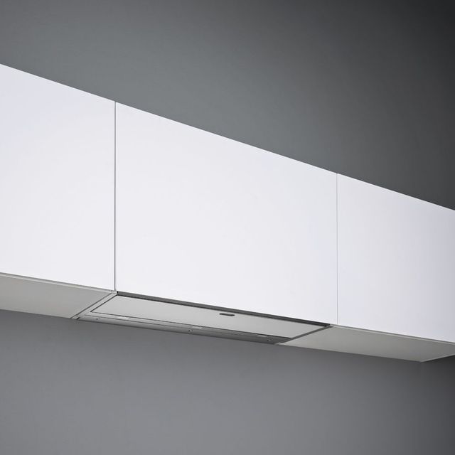 Falmec Design Collection 34" Scotch Brite Stainless Steel with Black Glass Under Cabinet Range Hood-3