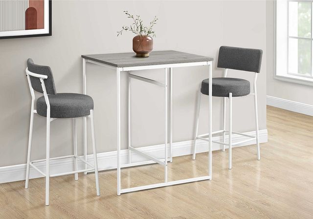 Monarch Specialties Inc. 2-Piece Grey/White 37" Upholstered Counter Height Barstools Set-3