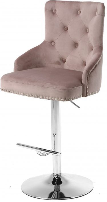 Meridian Furniture Claude Pink Velvet Adjustable Counter Stool-2