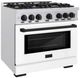 ZLINE Autograph Edition 36" Satin Stainless Steel Pro Style Gas Range with White Matte Door and Matte Black Accents-1