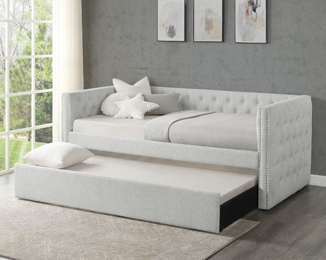 Crown Mark Trina Dove Gray Upholstered Daybed-2