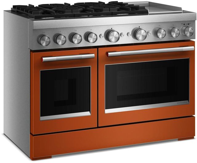 KitchenAid® 48" Scorched Orange Pro Style Duel Fuel Range with Griddle-3