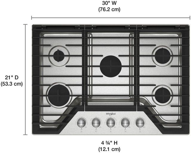 Whirlpool® 30" Stainless Steel Gas Cooktop-1
