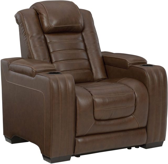 Signature Design by Ashley® Backtrack Chocolate Power Adjustable Headrest Recliner -0