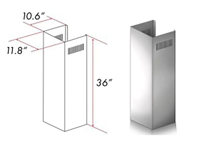 ZLINE 36" Stainless Steel Chimney Extension -2