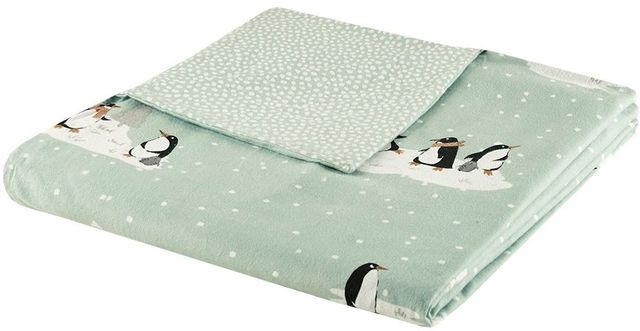 Olliix by True North by Sleep Philosophy Aqua Penguins King/California King Cozy Flannel Duvet Set-3