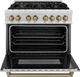 ZLINE Autograph Edition Legacy 36" Satin Stainless Steel Pro-Style Dual Fuel Range with Electric Convection Oven and Champagne Bronze Accents-1