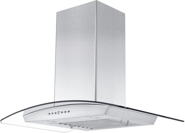 ZLINE 36" Stainless Steel and Glass Convertible Vent Wall Mount Range Hood with Crown Molding-3