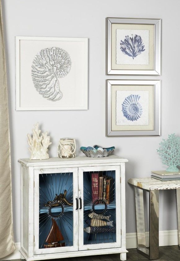 Deco Marche Silver Large Shell Shadow Box Wall Decor-2