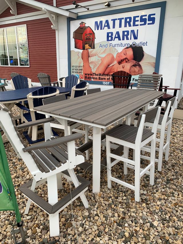 Creekside 7' Rectangle Bar Height Table with 2 Roll Back Swivel Bar Chairs 4 Chairs, woodgrain-0