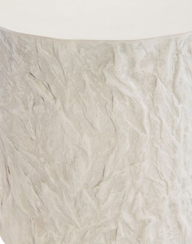 Sunset West Bone White Glass Fiber Reinforced Concrete Round Outdoor End Table-1