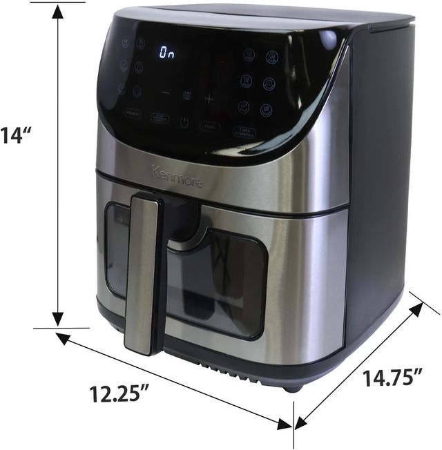 Kenmore® 8Qt 1700W Stainless Steel Family Size Air Fryer with 12 Preset Cooking Functions, Digital Touch Screen, Programmable Temperature & Timer, Viewing Window, Roast Bake Broil Dehydrate Reheat-1