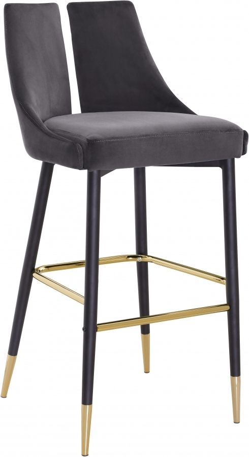 Meridian Furniture Sleek Grey Velvet Bar Stool-0
