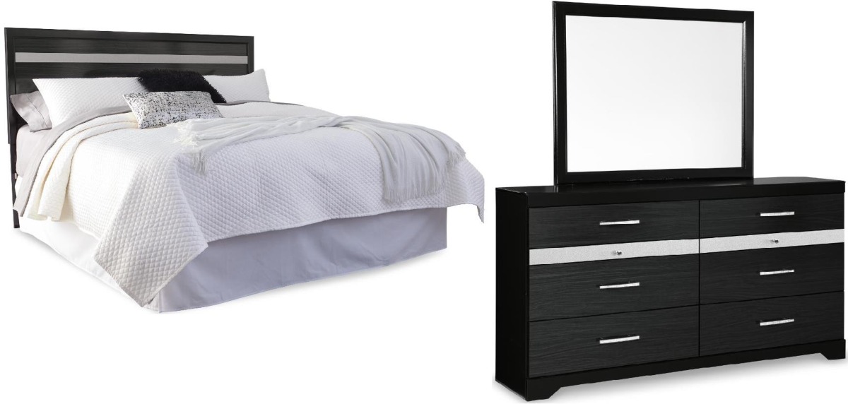 Signature Design by Ashley® Starberry 3-Piece Black King/California King Headboard Panel Bed Set