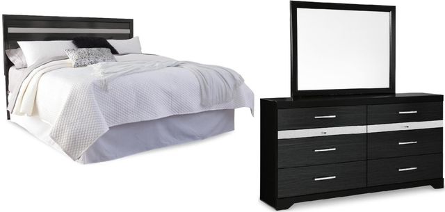 Signature Design by Ashley® Starberry 3-Piece Black King/California King Headboard Panel Bed Set-0