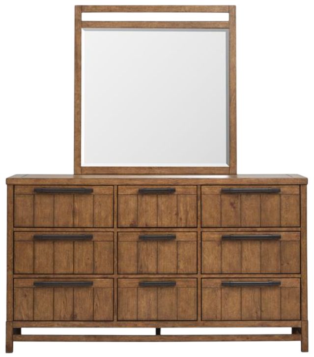 Magnussen Home® Conway Honey Wheat Drawer Dresser with Portrait Mirror-2