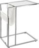 Monarch Specialties Inc. Glass Top White Chrome Metal Accent Table with a Magazine Rack-0