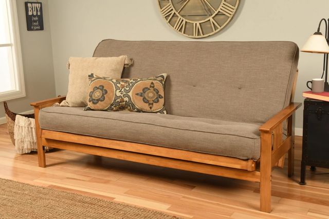 Kodiak Furniture Monterey Linen Stone/Butternut Full Futon with Mattress-1