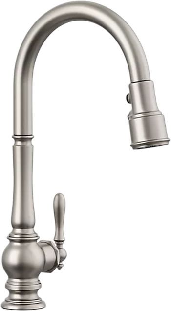 KOHLER® Artifacts® Vibrant Stainless Kitchen Sink Faucet with 3-Function Sprayhead-0