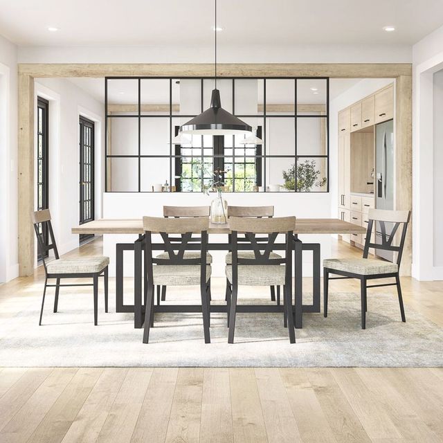 Amisco Customizable Ezra 84" Rectangular Extendable Table with 1.5" Solid Ash Top and 2 Leaves-4