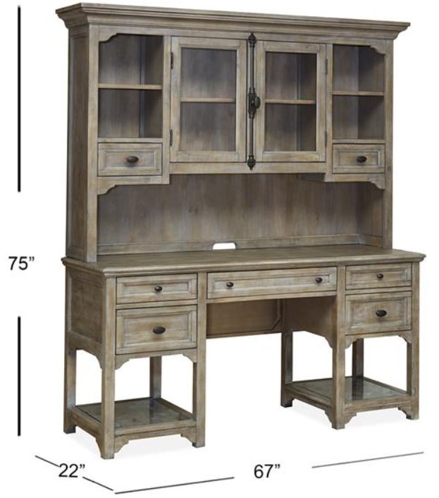 Magnussen Home® Tinley Park Dovetail Gray Desk with Hutch-2
