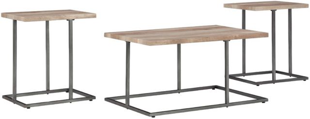 Signature Design by Ashley® Albreane 3-Piece Grayish Brown Occasional Table Set with Black Base-0