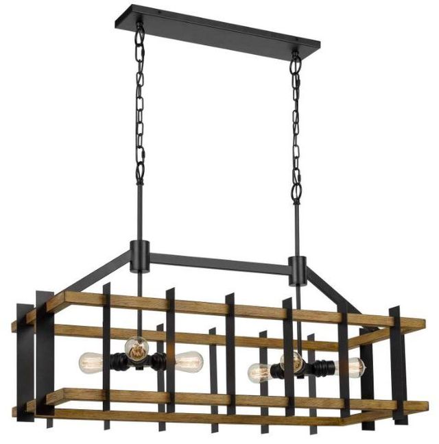 Cal® Lighting & Accessories Bruck Iron/Light Oak Island Chandelier-0