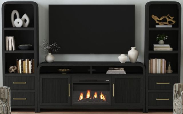 Elements International Ridgemont 4-Piece Black Entertainment Unit with 70" TV Console-0