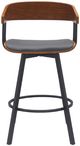 Armen Living Athena Black/Gray/Walnut Swivel Bar Stool-1