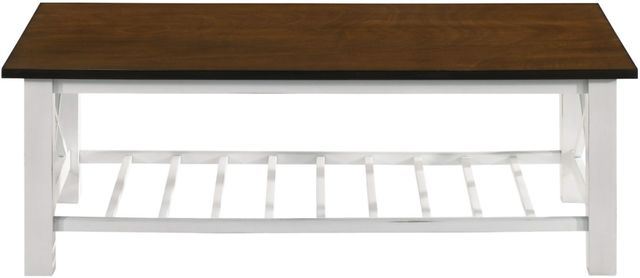 New Classic® Home Furnishings Vesta Cream Coffee Table with Brown Top -1