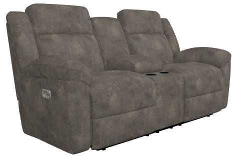 La-Z-Boy® Joel Smoke Power Reclining Loveseat with Console and Headrest-0