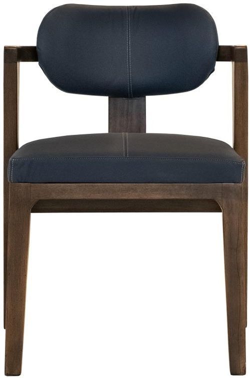 International Furniture Direct Zaphiro Blue/Brown Leather Dining Arm Chair-2