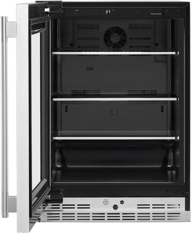 KitchenAid® 24" 5.2 Cu. Ft. PrintShield™ Stainless Finish Beverage Center with Glass Door-1