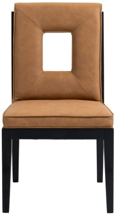 Meridian Furniture Gwendolyn Cognac/Black Vegan Leather Dining Side Chair-1