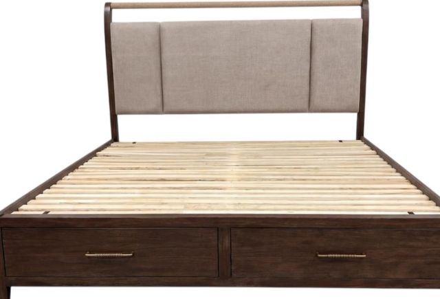 Legacy Classic Reflections Dark Roast King Upholstered Sleigh Bed with Storage-1