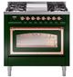 Ilve® Nostalgie II Noblesse 36'' Emerald Green Pro Style Dual Fuel Range with Copper Trim-0