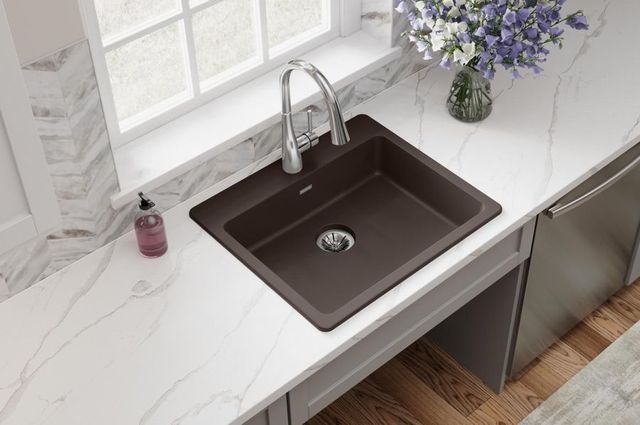 Elkay Quartz Classic® Mocha 25" x 22" x 5-1/2" Single Bowl Drop-In ADA Sink with Perfect Drain®-2