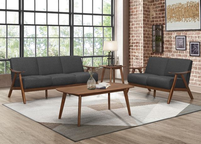 Homelegance® Damala Dark Gray/Walnut Loveseat-3
