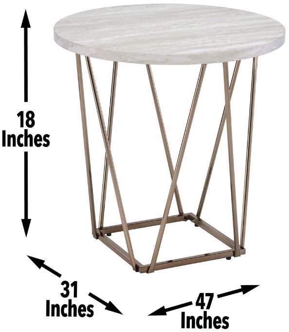 Steve Silver Co. Rowyn 3-Piece White Occasional Table with Copper Base Set-3
