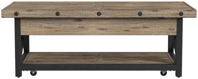 Flexsteel® Carpenter Light Brown Lift-Top Coffee Table with Black Base-3