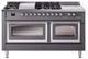 Ilve® Nostalgie II Noblesse 60'' Graphite Matte Pro Style Dual Fuel Range with Chrome Trim-0