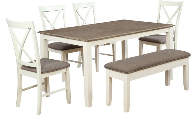 Powell® Jane 6-Piece Brown/Rustic Taupe/Vanilla White Dining Set-0