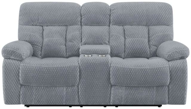 New Classic® Home Furnishings Bravo Stone Gray Dual Power Reclining Console Loveseat-1