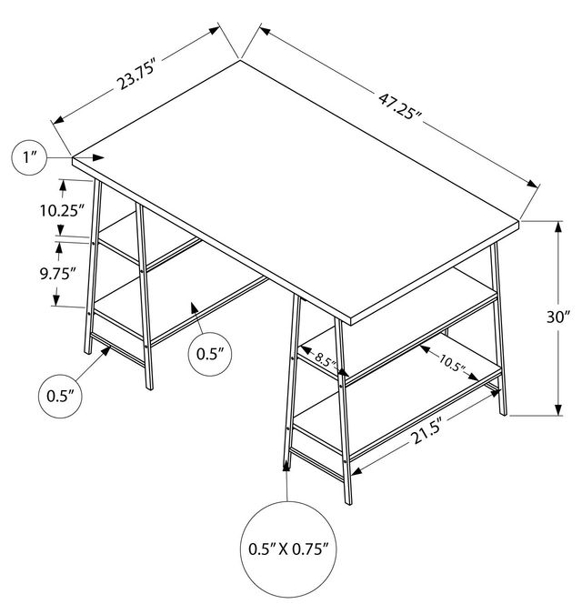 Monarch Specialties Inc. Brown Reclaimed Wood Computer Desk-3