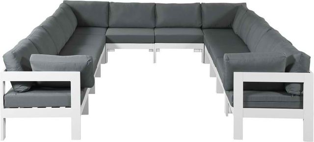 Meridian Furniture Nizuc 12-Piece Grey Outdoor Patio Modular Sectional Set-0