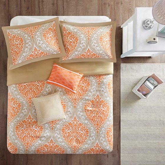 Olliix by Intelligent Design Senna Orange Twin/Twin Extra Large Comforter Set-1