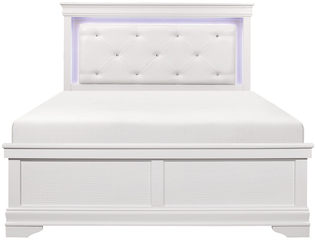 Homelegance® Lana White Queen Panel Bed with LED-2